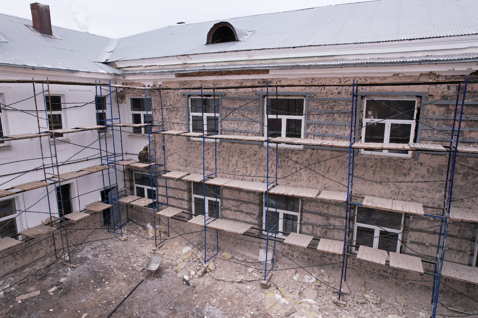 видео с коптера, орехово-зуево, демихово лицей, строительство,