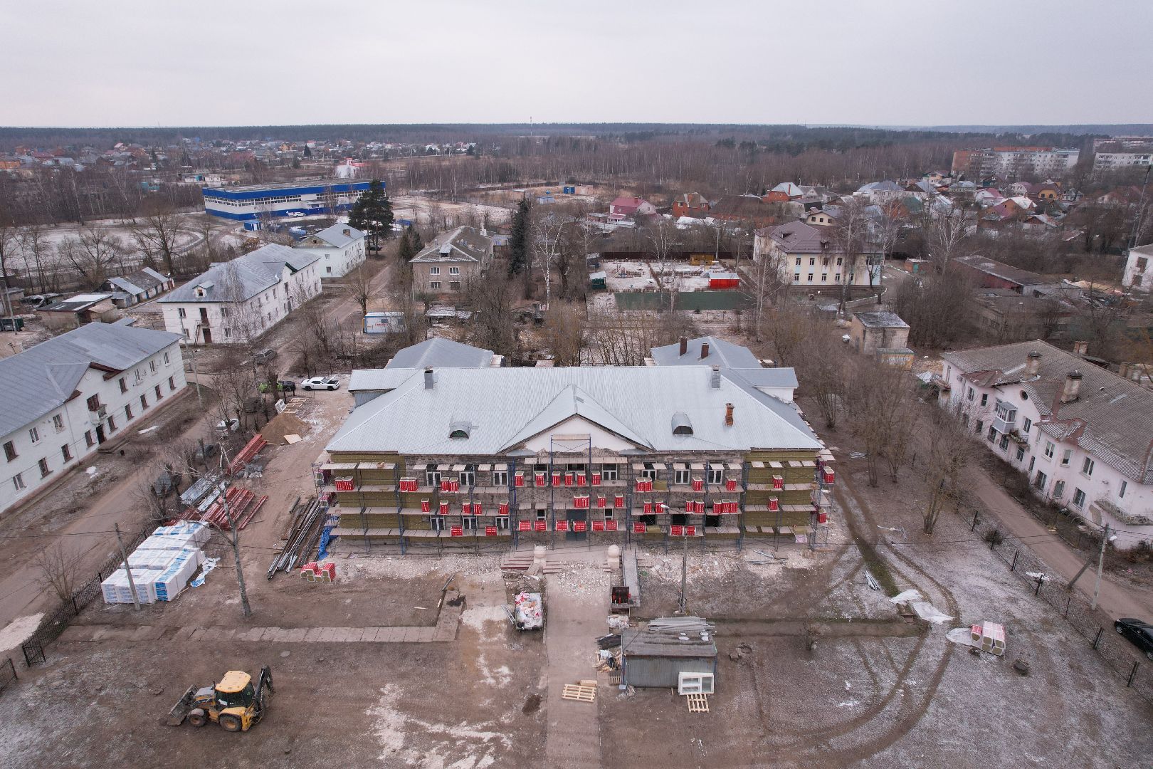 видео с коптера, орехово-зуево, демихово лицей, строительство,