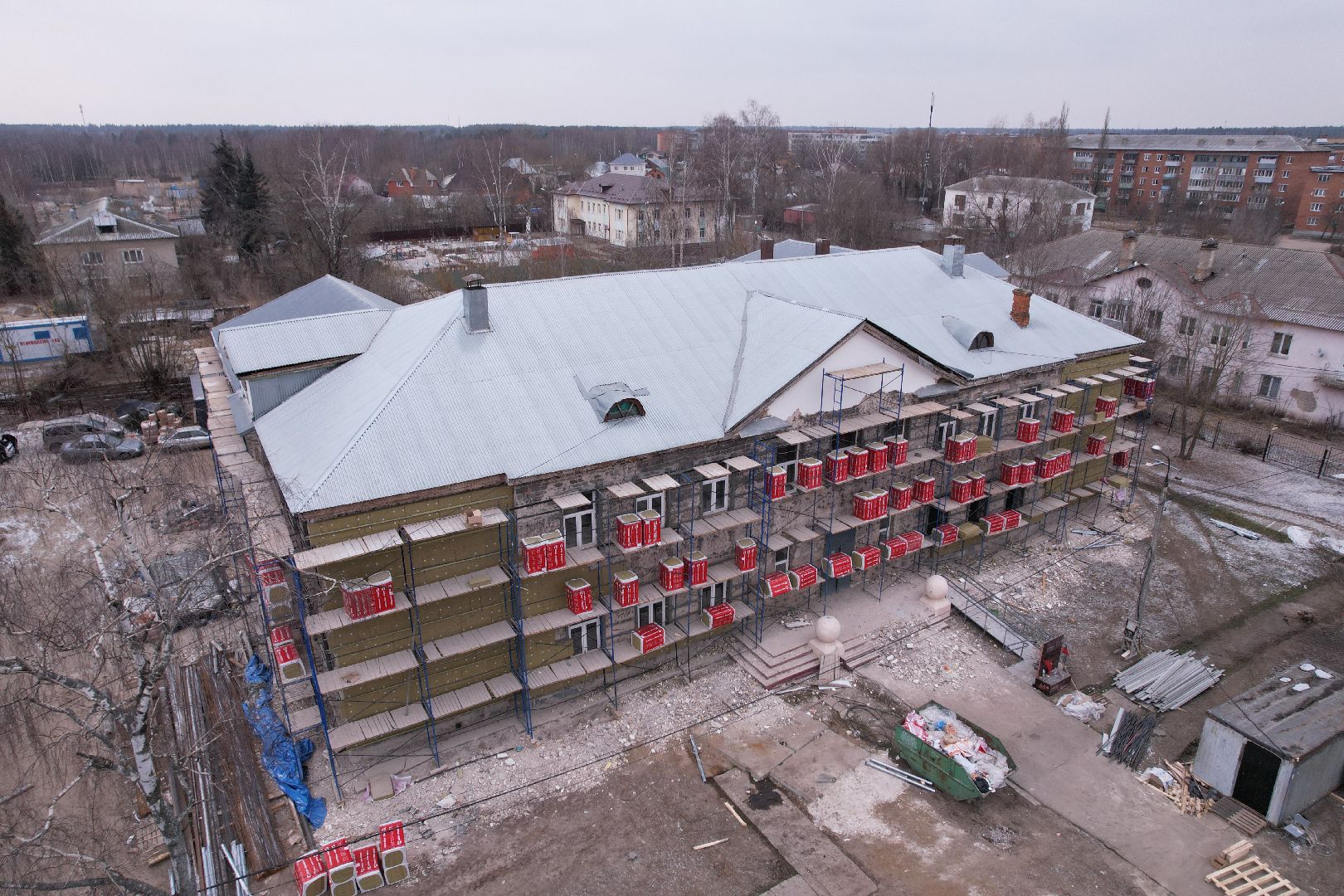 видео с коптера, орехово-зуево, демихово лицей, строительство,