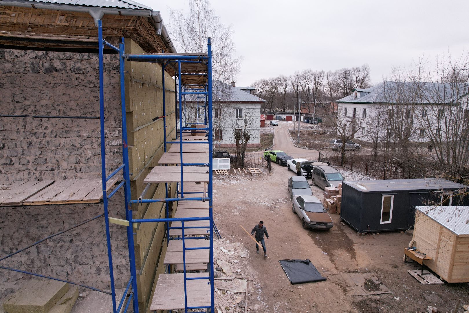 видео с коптера, орехово-зуево, демихово лицей, строительство,