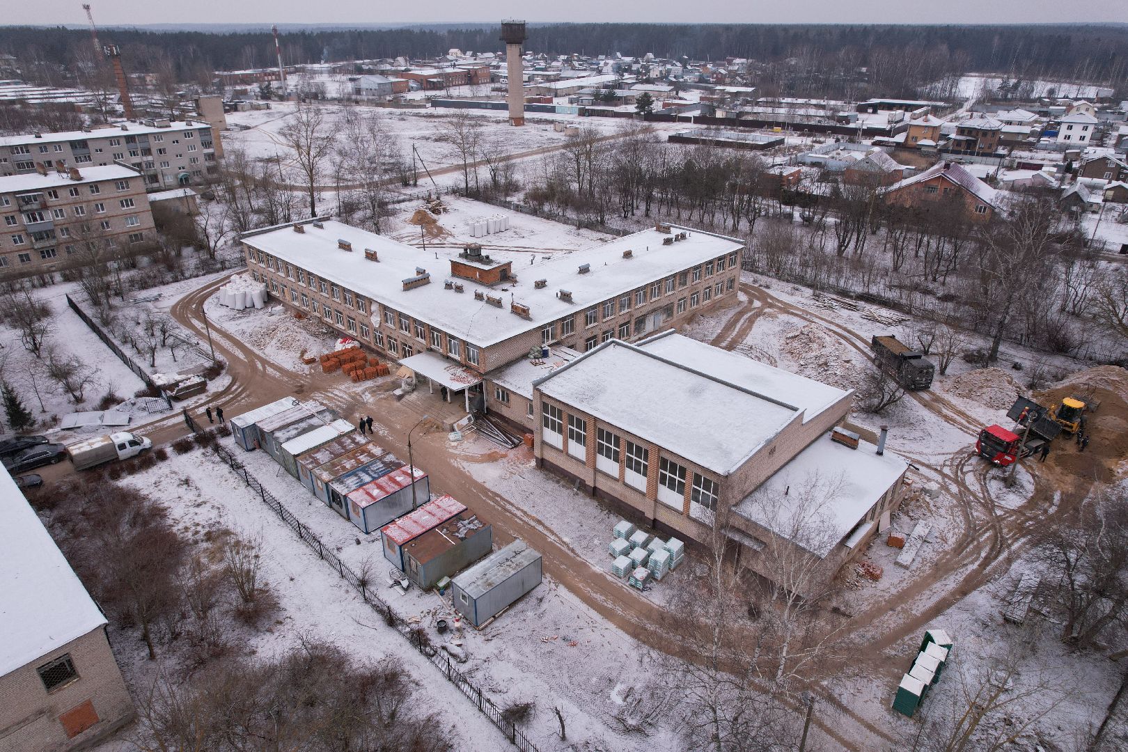 видео с коптера, орехово-зуево, малая дубна, строительство, ремонт школы,