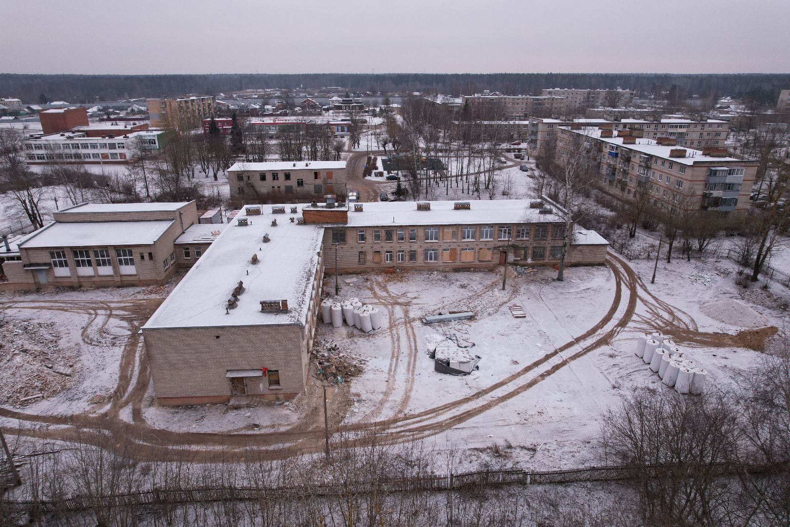 видео с коптера, орехово-зуево, малая дубна, строительство, ремонт школы,