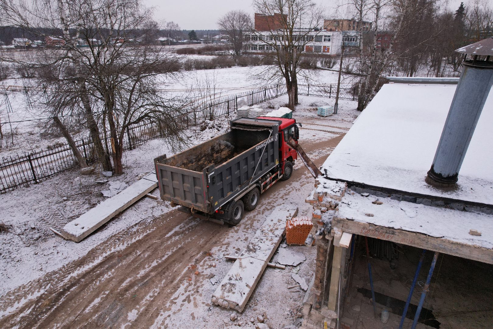 видео с коптера, орехово-зуево, малая дубна, строительство, ремонт школы,