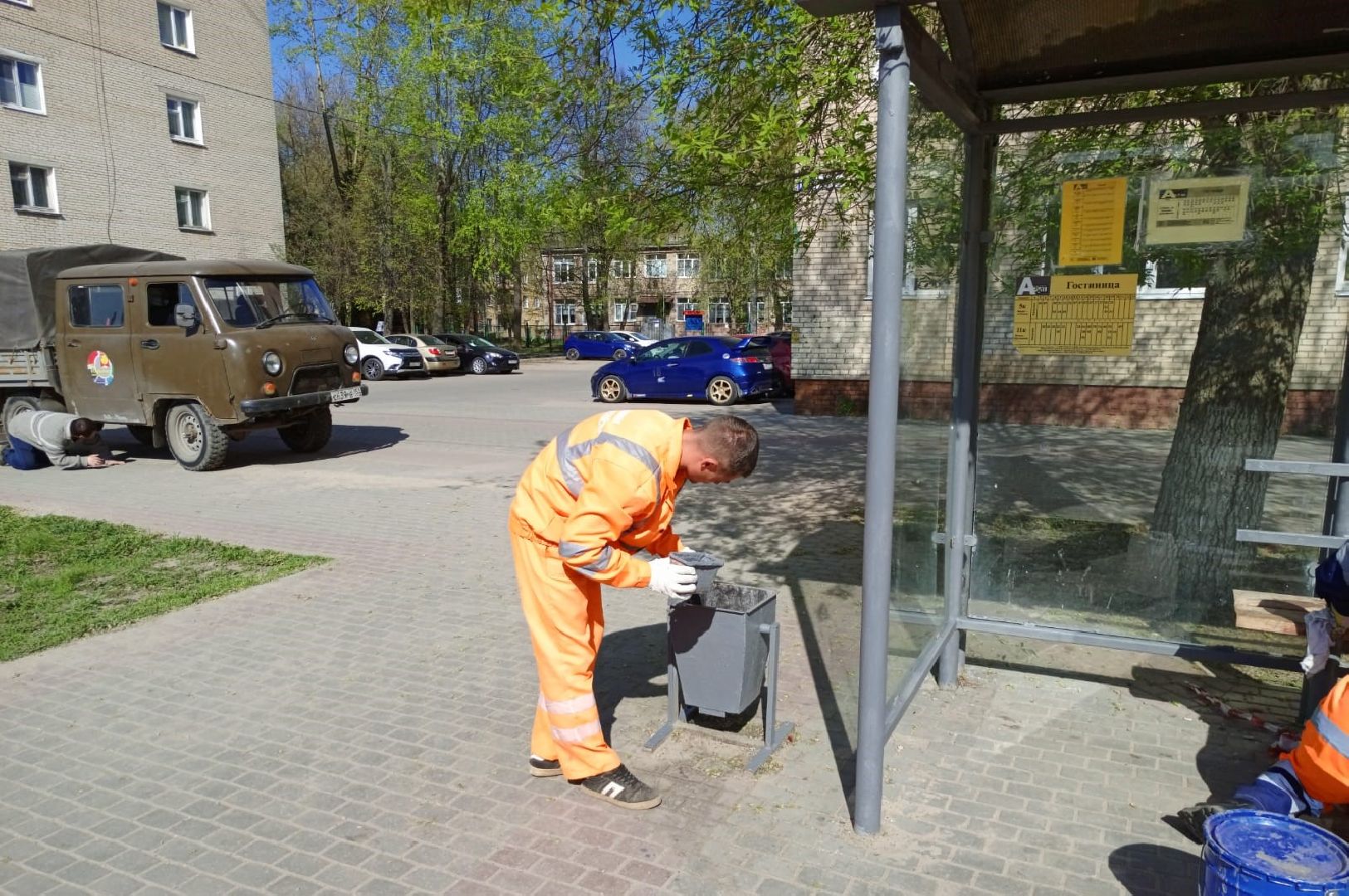 благоустройство, транспорт, остановочные комплексы, серпухов, автобусные остановки, покраска остановок,