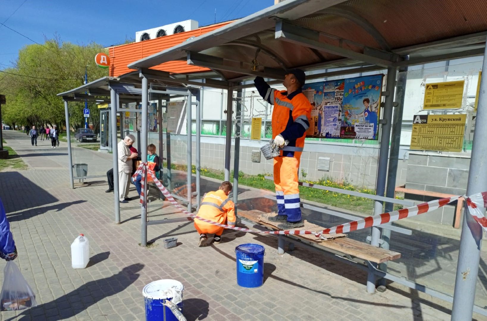 благоустройство, транспорт, остановочные комплексы, серпухов, автобусные остановки, покраска остановок,