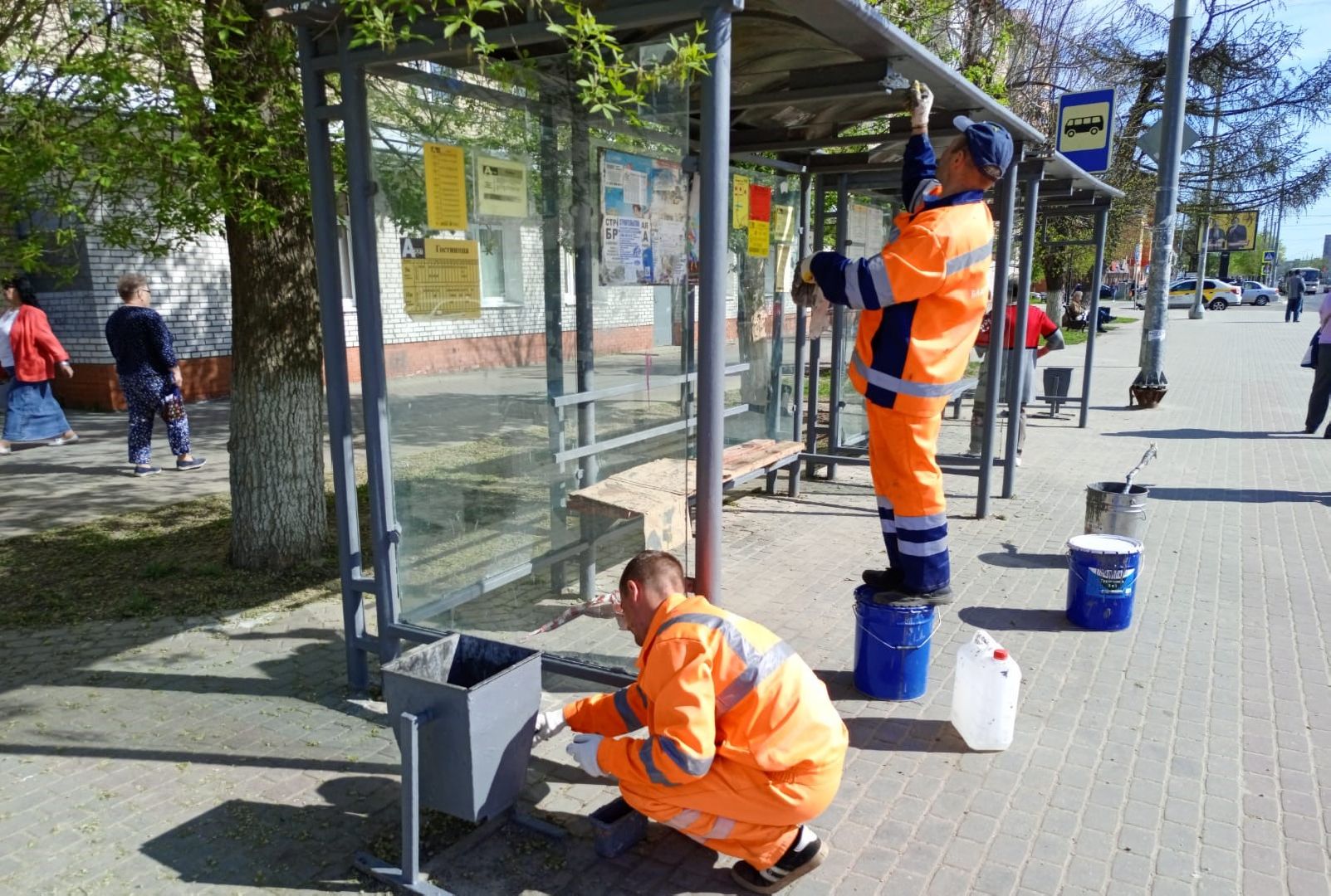 благоустройство, транспорт, остановочные комплексы, серпухов, автобусные остановки, покраска остановок,
