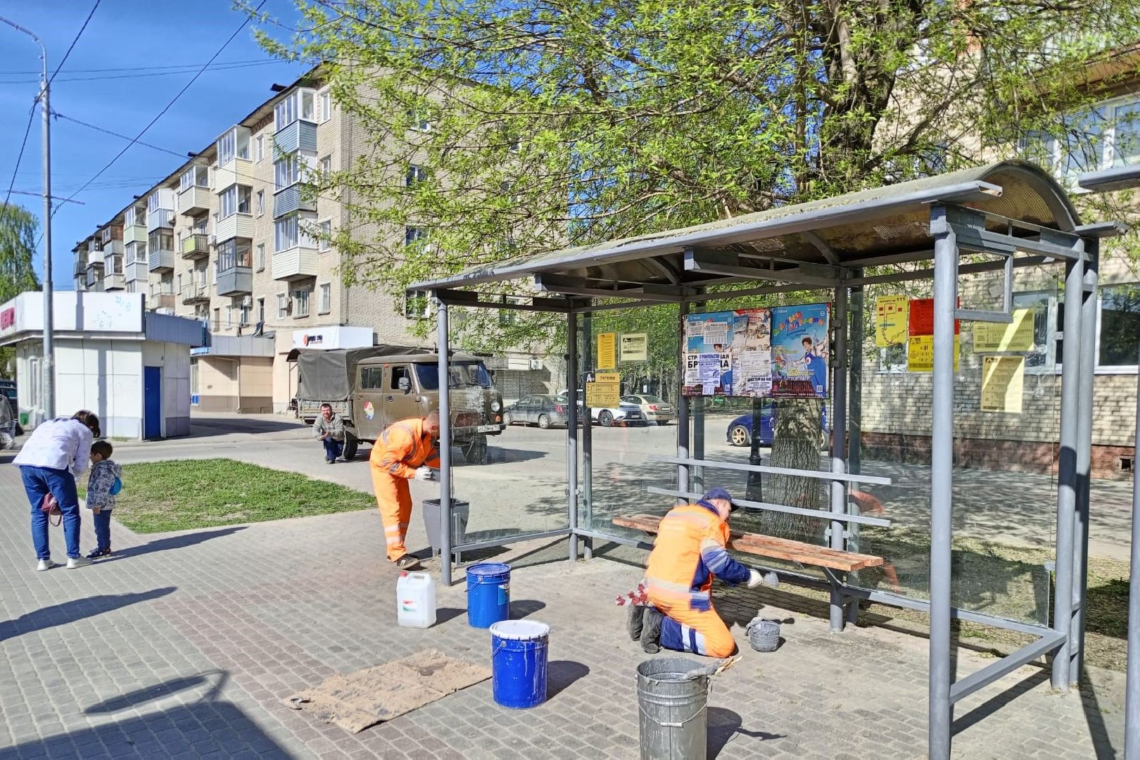 благоустройство, транспорт, остановочные комплексы, серпухов, автобусные остановки, покраска остановок,