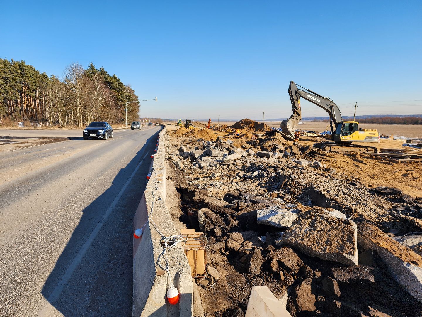 серпухов, деревня калиново, реконструкция дороги, расширение дороги, строительство дороги,