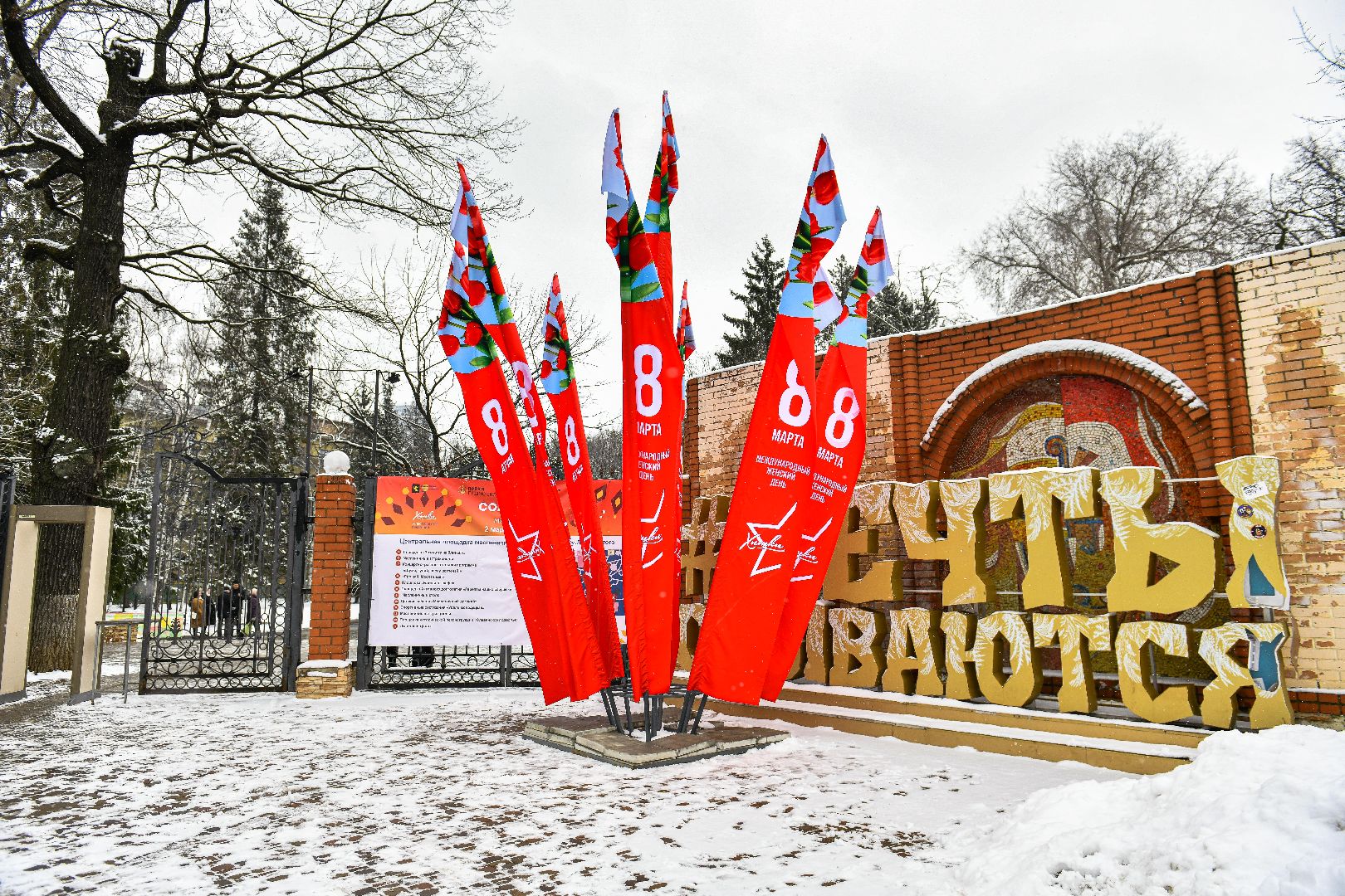 8 марта, Флаги, Украшение, Город, вертикалки,