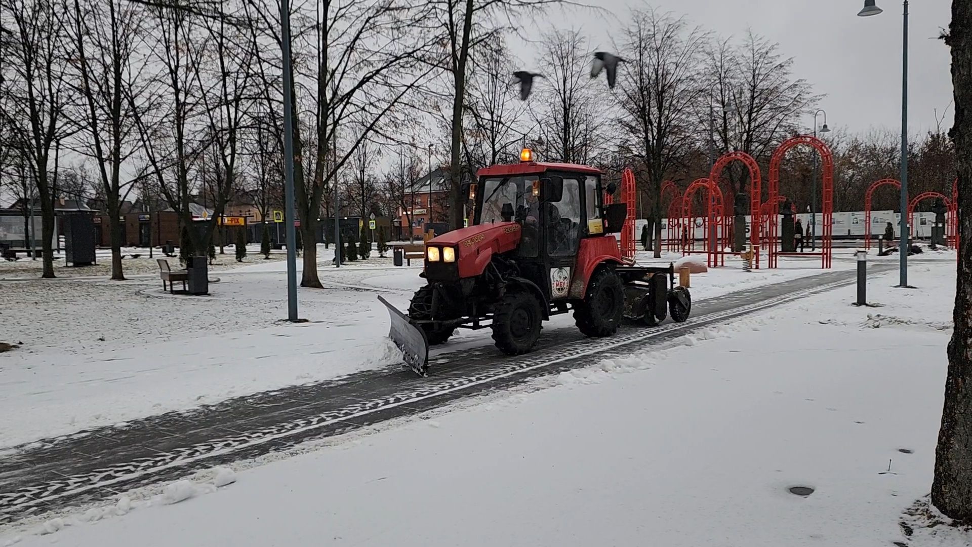 Бронницы, Площадь Тимофеева, Уборка снега,