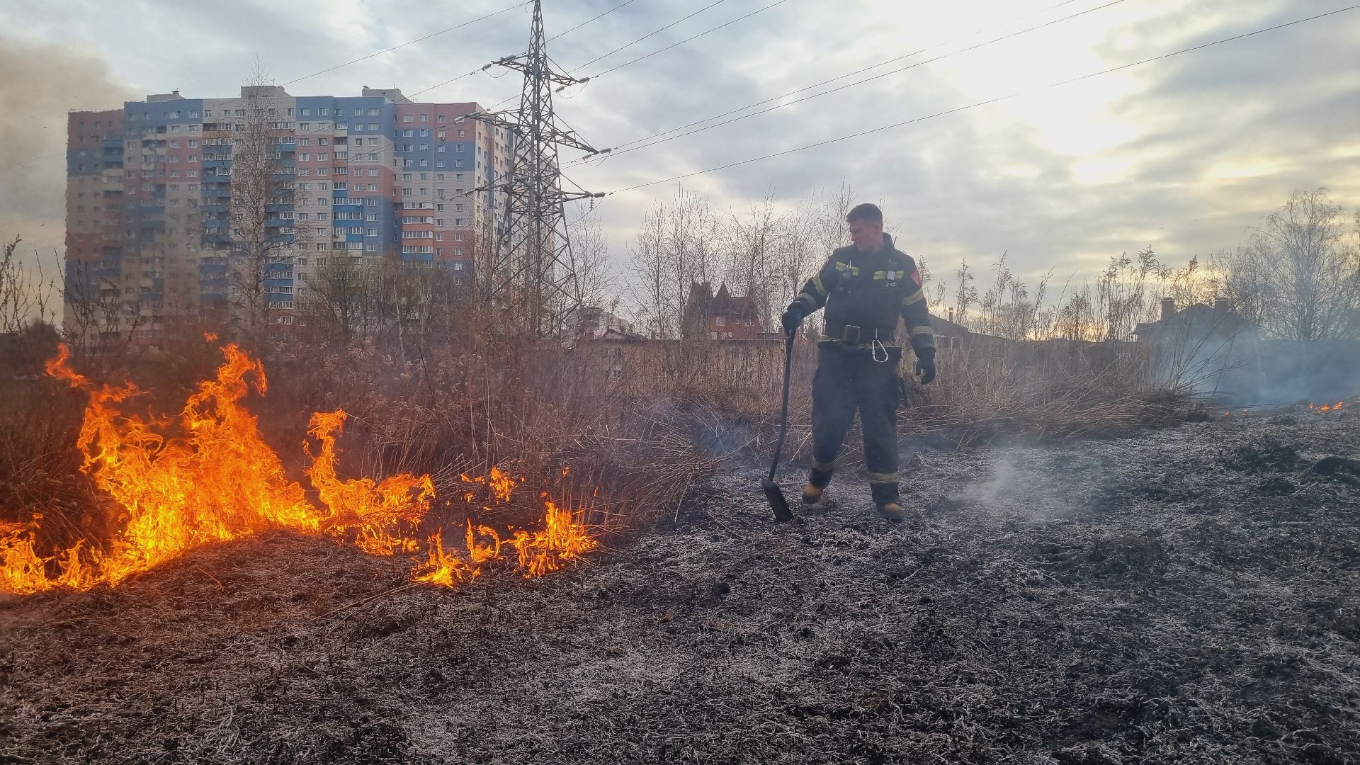 Подмосковье, Ивантеевка, МЧС, МВД, пал травы, пожароопасный сезон, ЧП