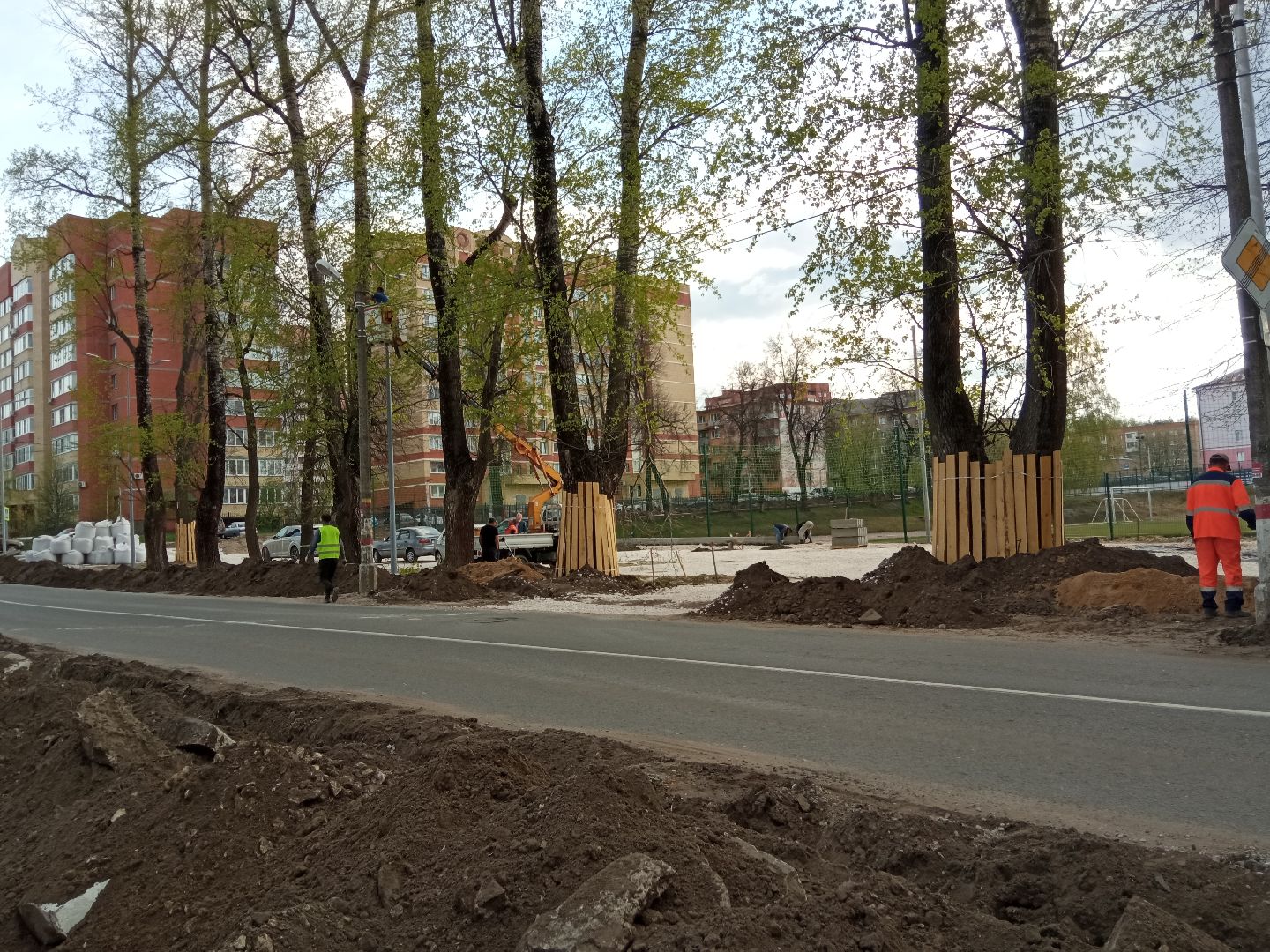 Павловский Посад, городской округ Павловский Посад, парк, Дубрава, тротуар, строительство