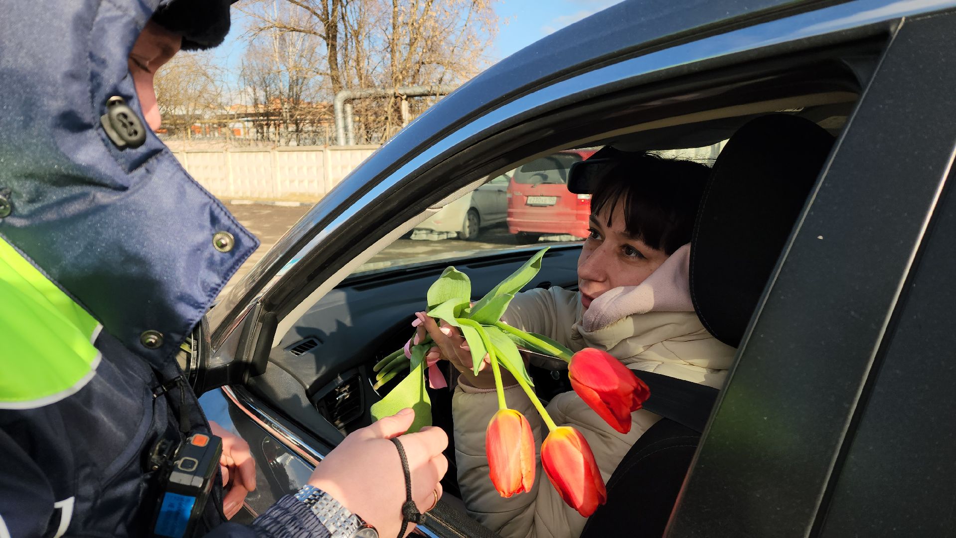 цветы для автоледи, Цветы, Лобня, госавтоинспекция,