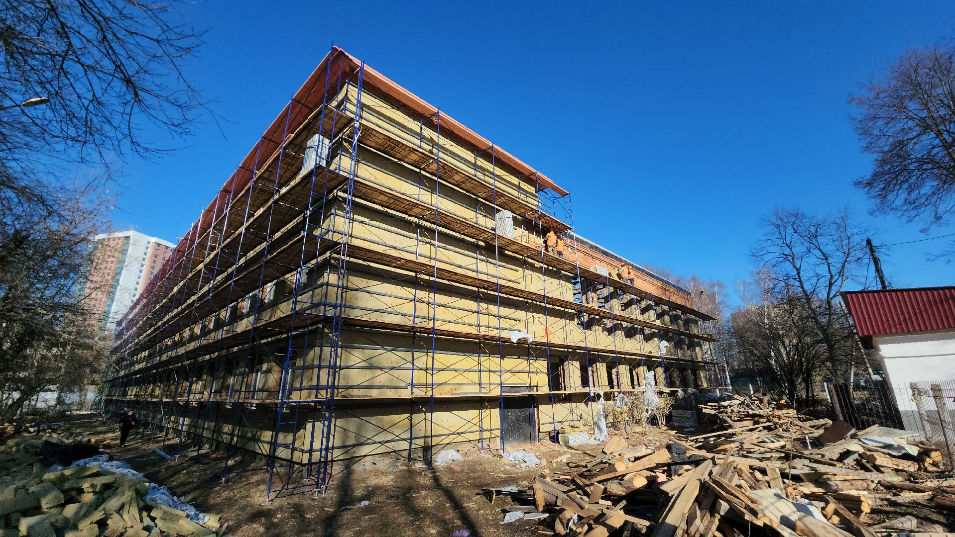 серпухов, капитальный ремонт школ, школа 6, утепление фасада школы,