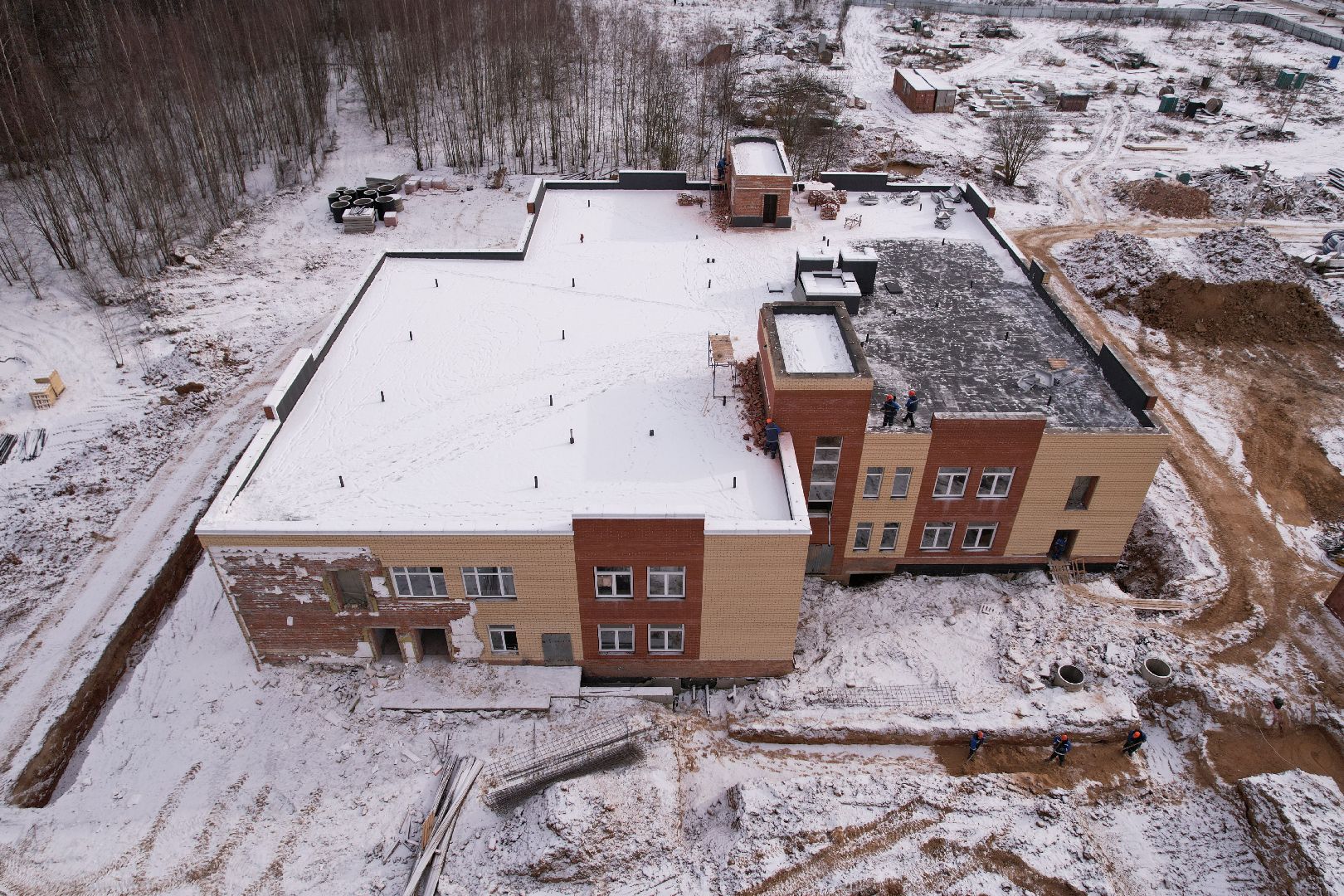 видео с коптера, жк малая истра, строительство детского сада,