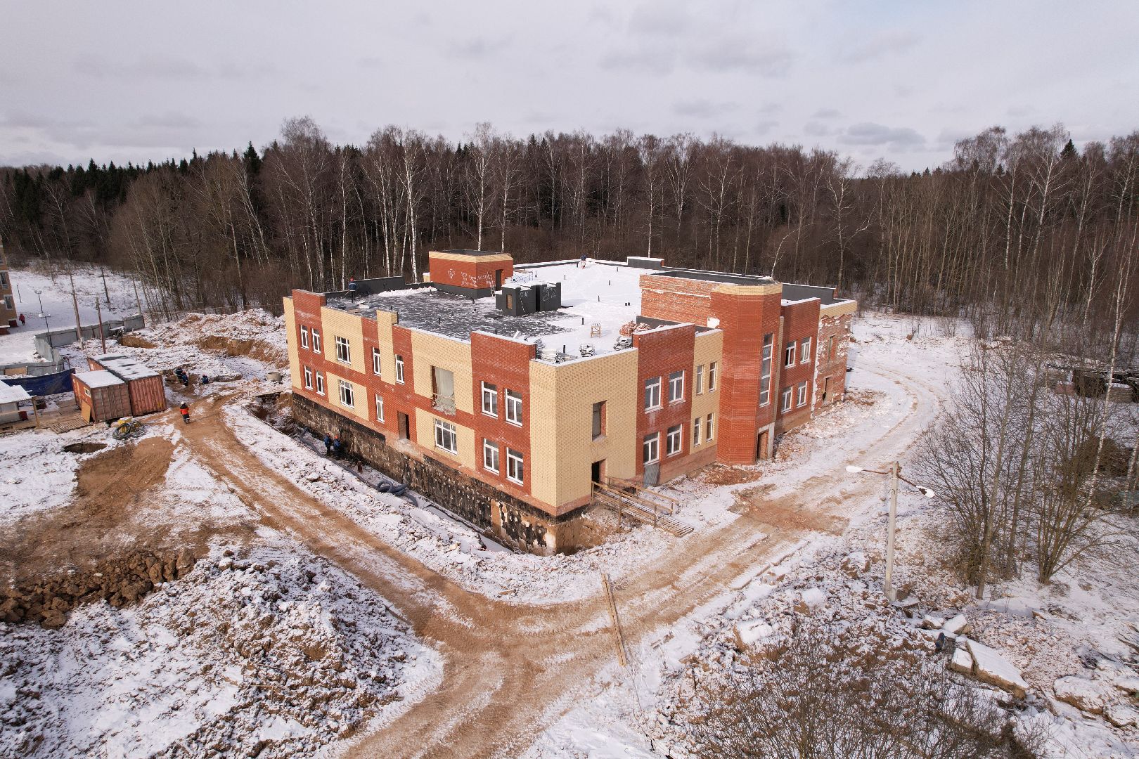 видео с коптера, жк малая истра, строительство детского сада,