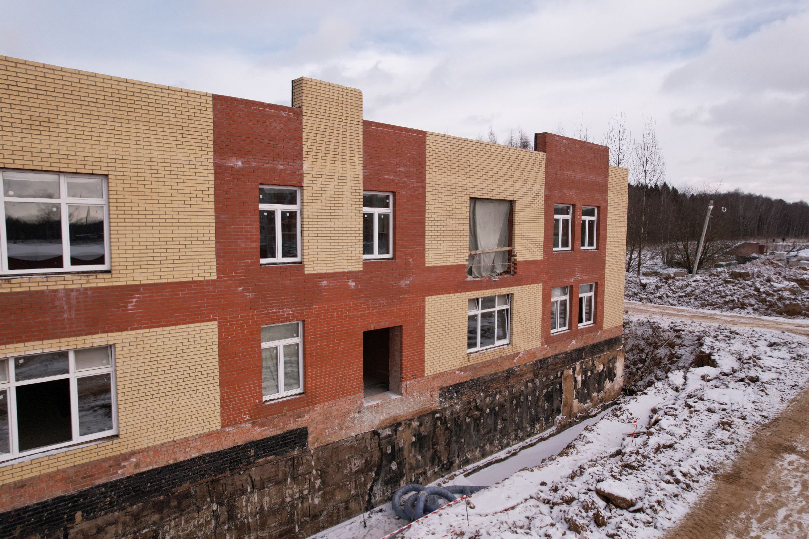 видео с коптера, жк малая истра, строительство детского сада,