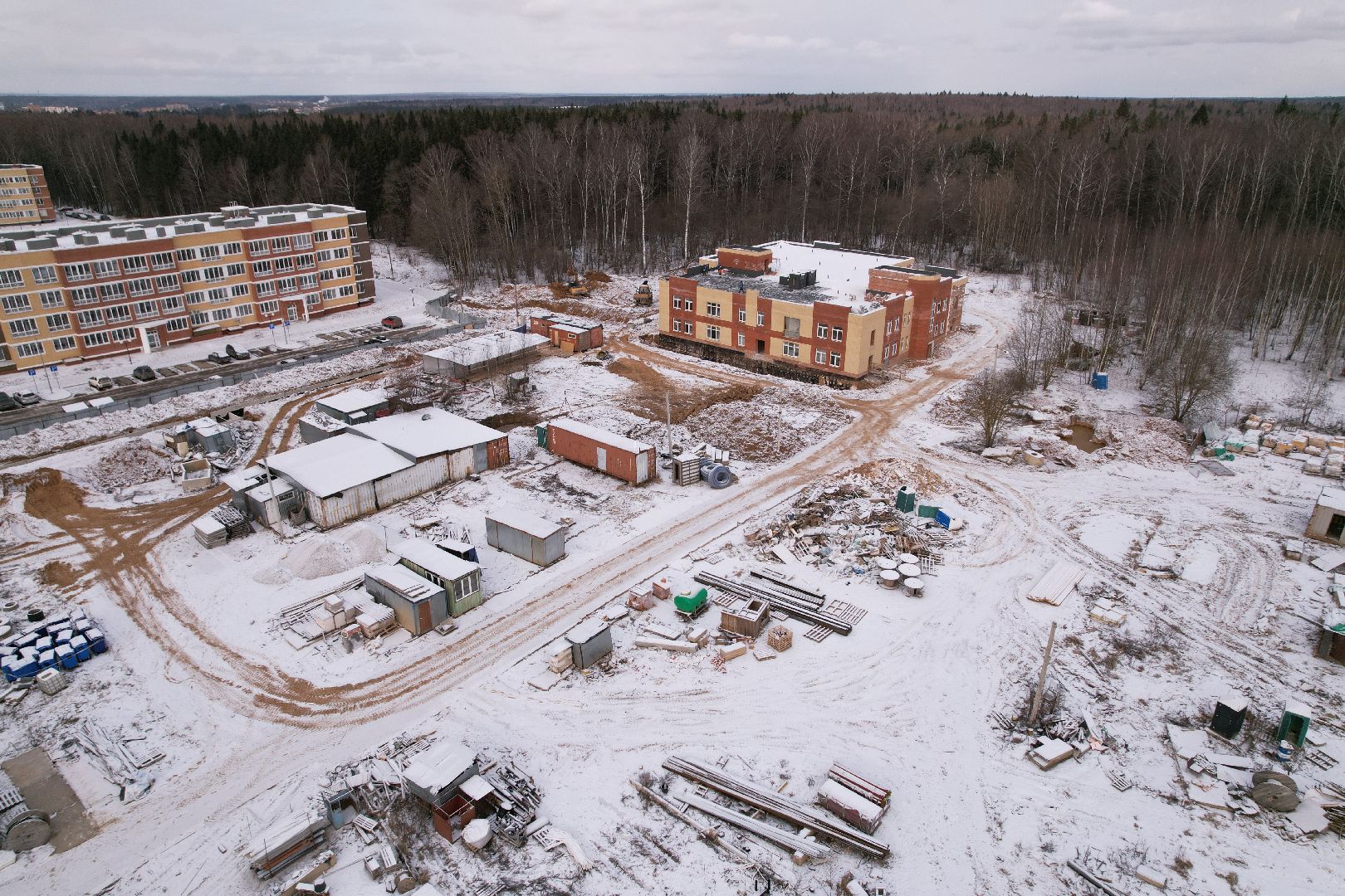 видео с коптера, жк малая истра, строительство детского сада,