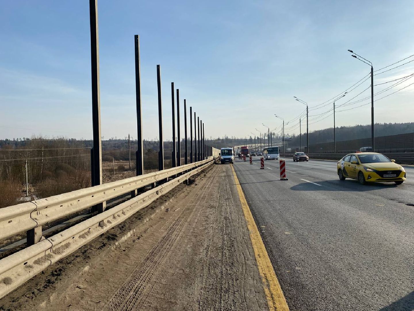 шумозащитный экран, замена шумозащитных экранов, замена шумозащитных экранов на новорижском шоссе, новорижское шоссе, павловская слобода,