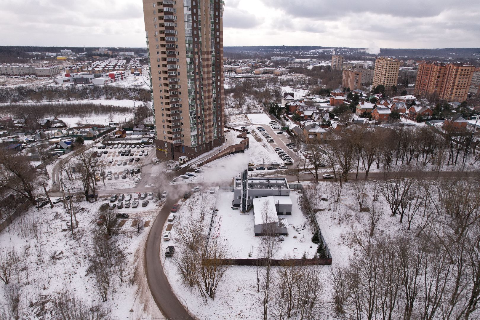 видео с коптера, котельная в истре,