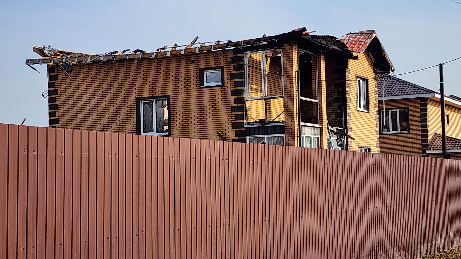 БПЛА, Раменский округ, Софьино, Дом после атаки БПЛА,