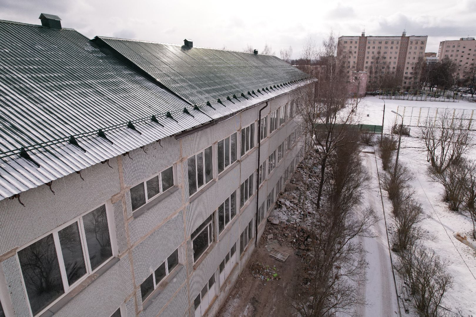 видео с коптера, истра, капремонт лицея,