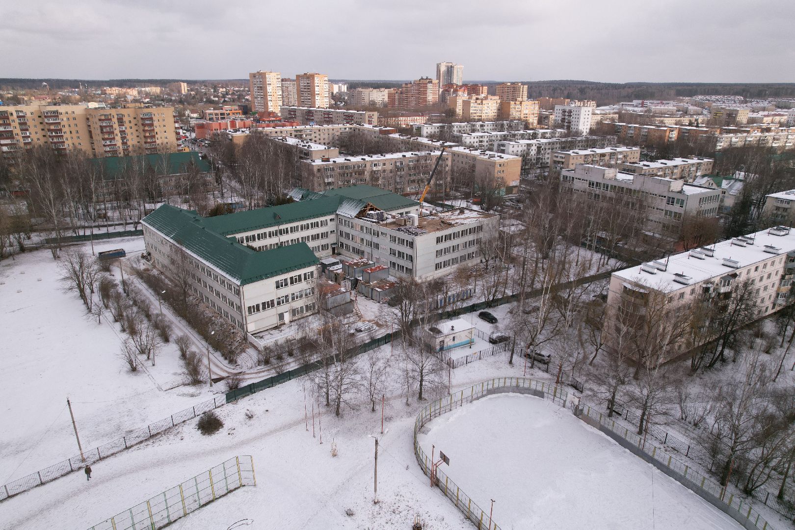 видео с коптера, истра, капремонт лицея,