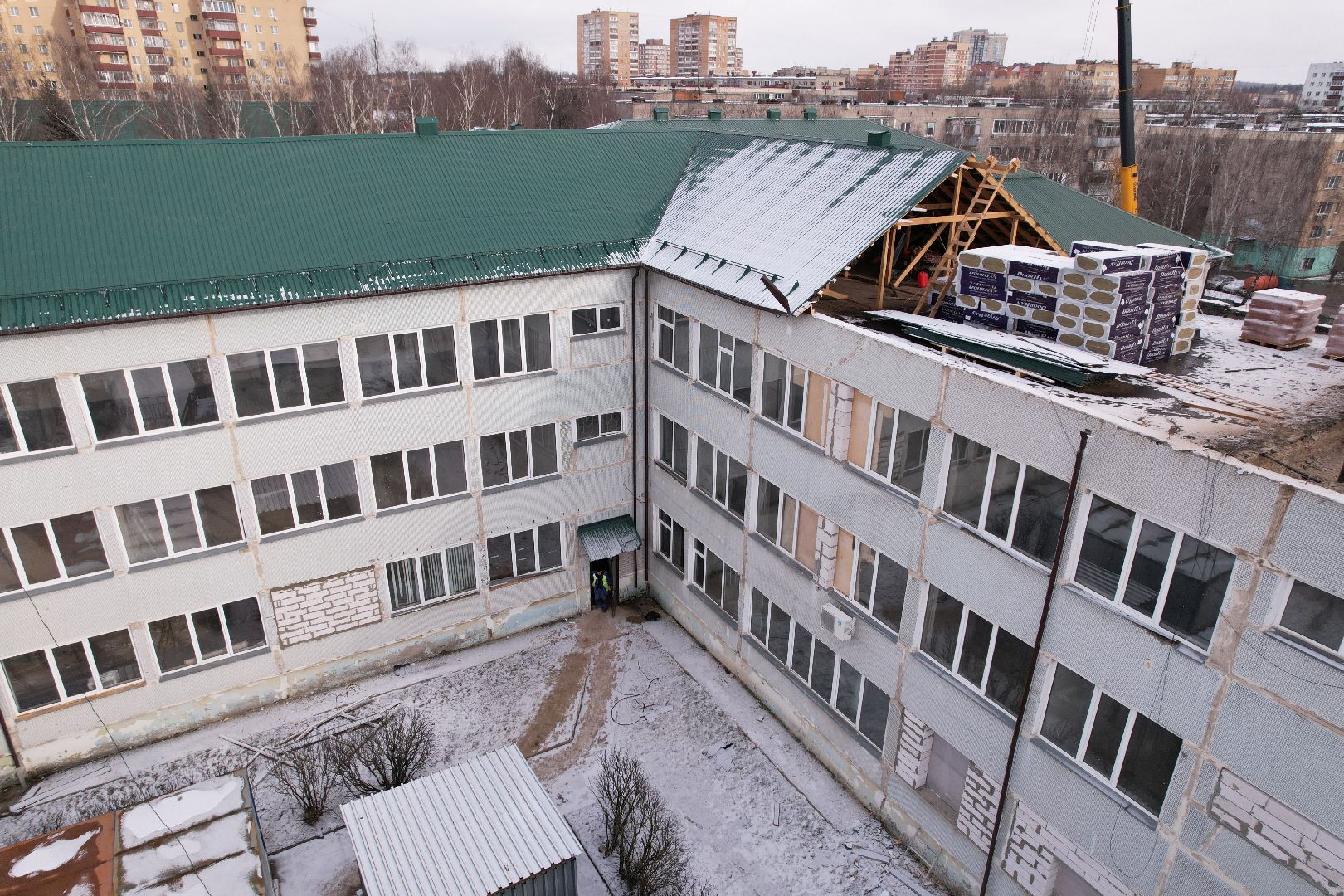 видео с коптера, истра, капремонт лицея,