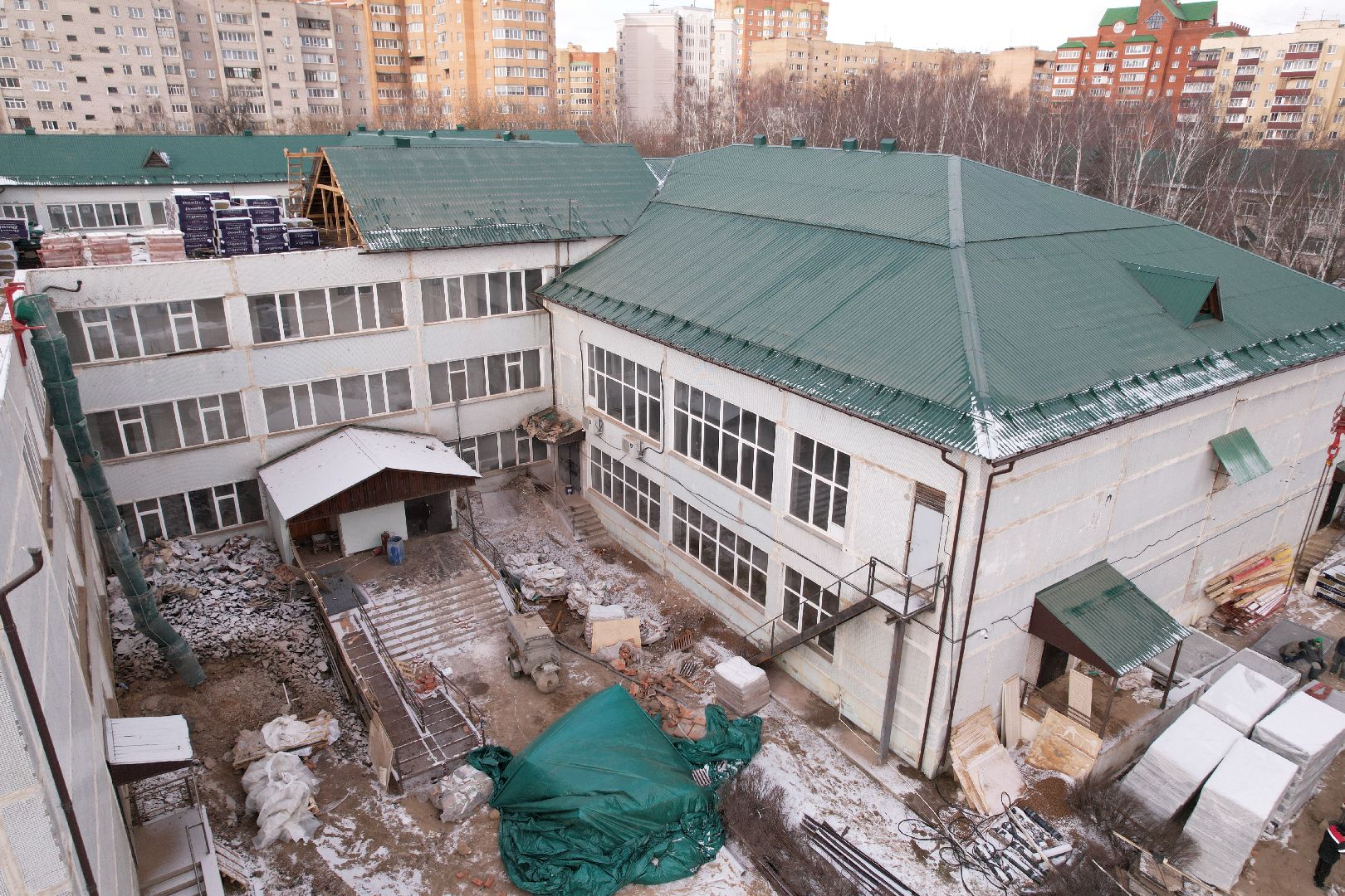 видео с коптера, истра, капремонт лицея,