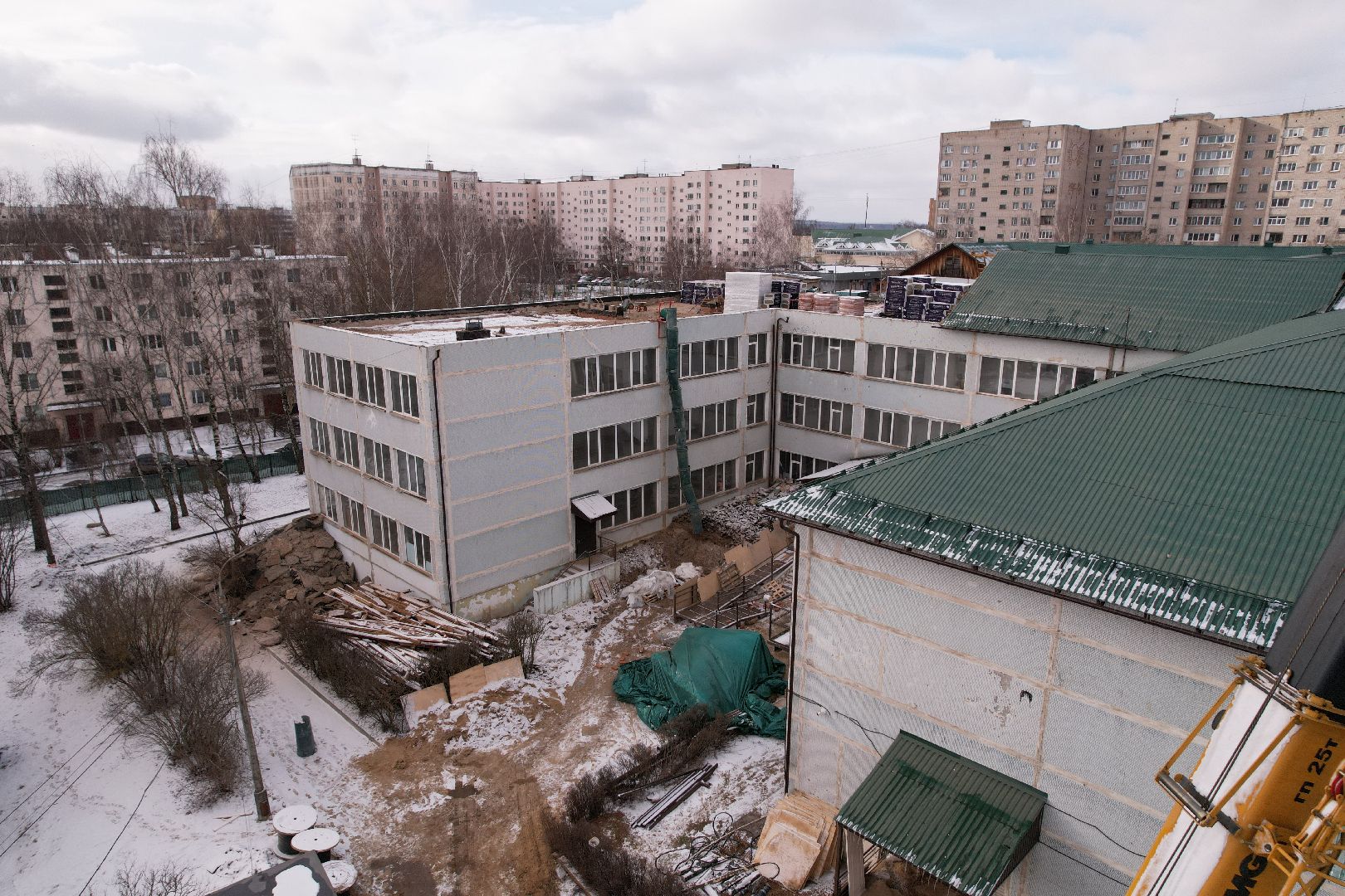 видео с коптера, истра, капремонт лицея,