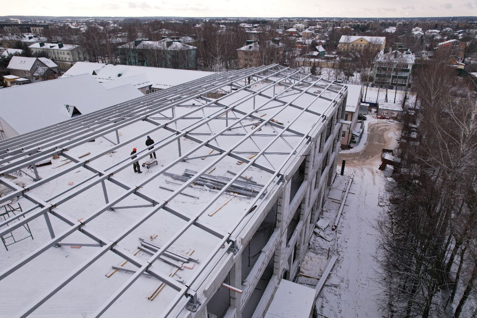видео с коптера, покровская школа в истре, пристройка к школе в истре,