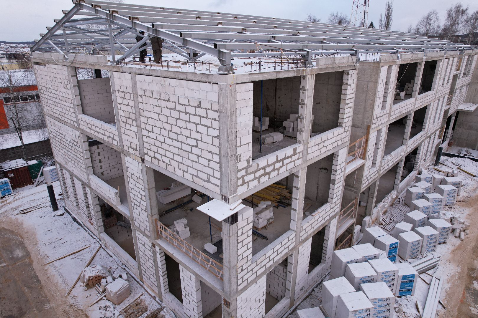 видео с коптера, покровская школа в истре, пристройка к школе в истре,