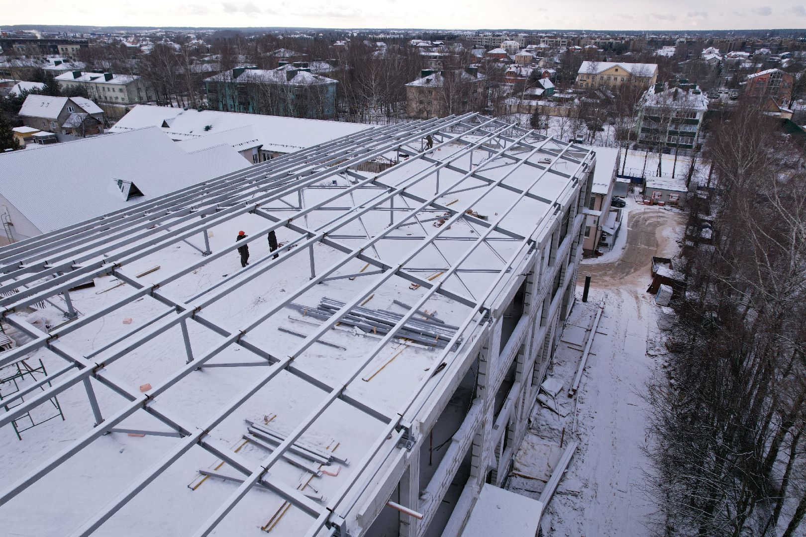 видео с коптера, покровская школа в истре, пристройка к школе в истре,