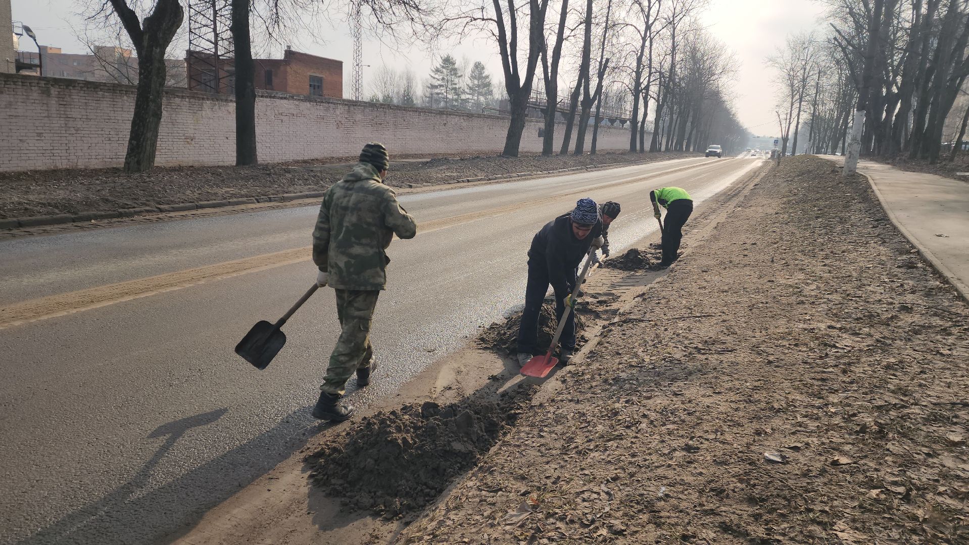 красноармейск, городской округ пушкинский, весенняя уборка, главная дорога,