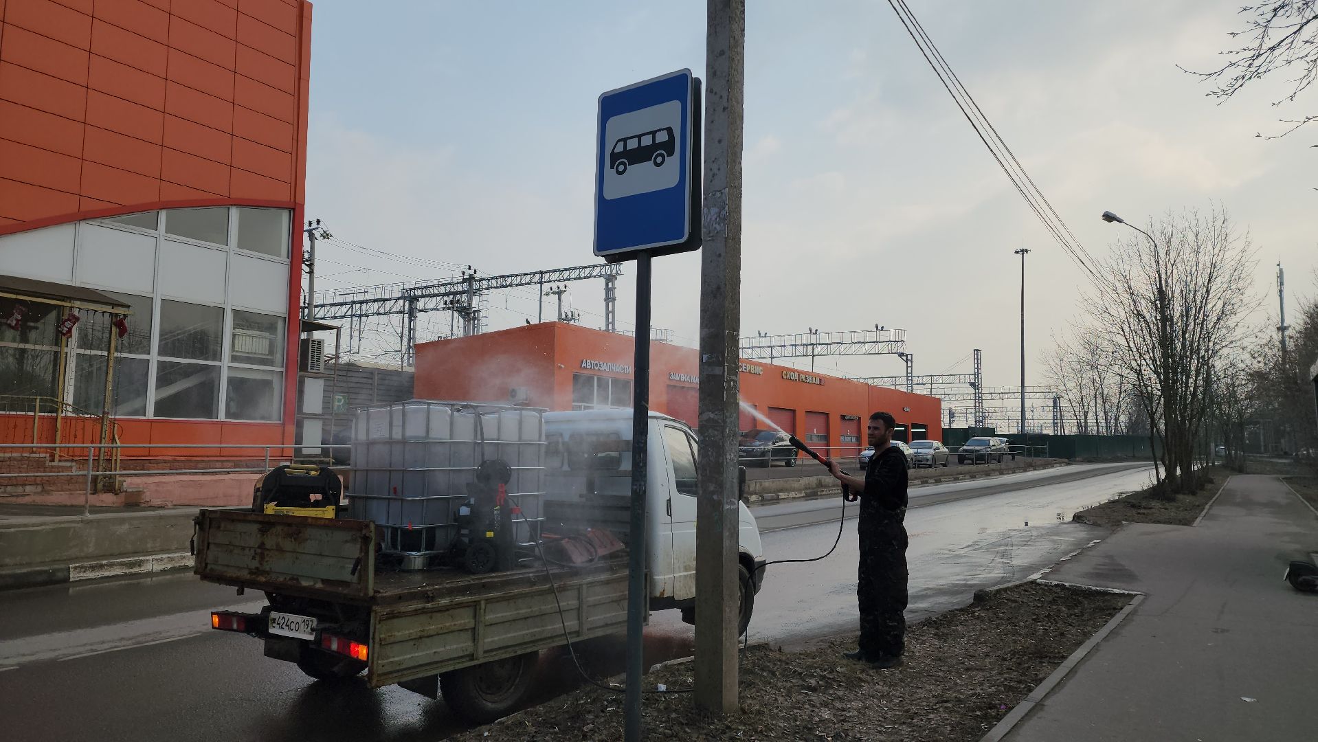 весенняя уборка, Промывка, дорожные знаки, Лобня,