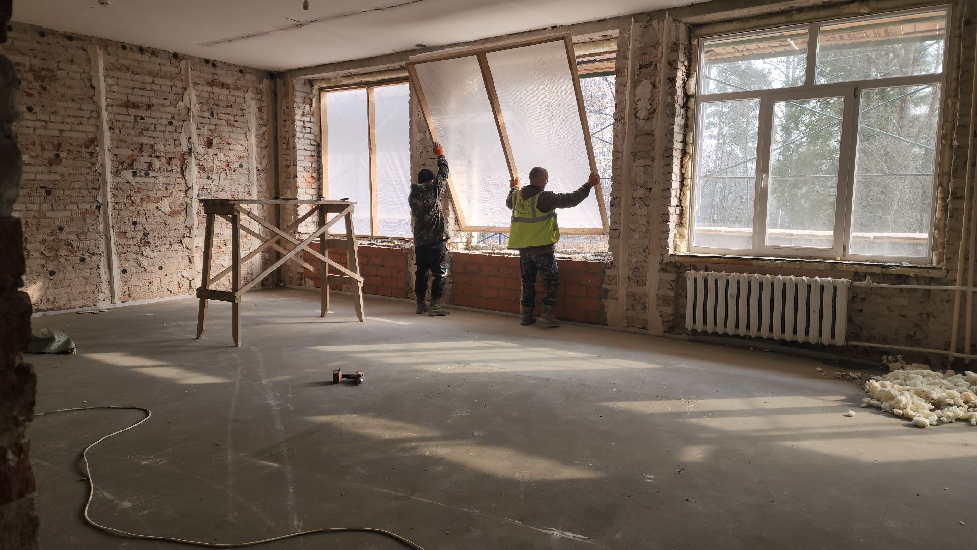 красноармейск, городской округ пушкинский, капремонт школы, строительные леса, ремонт фасада,