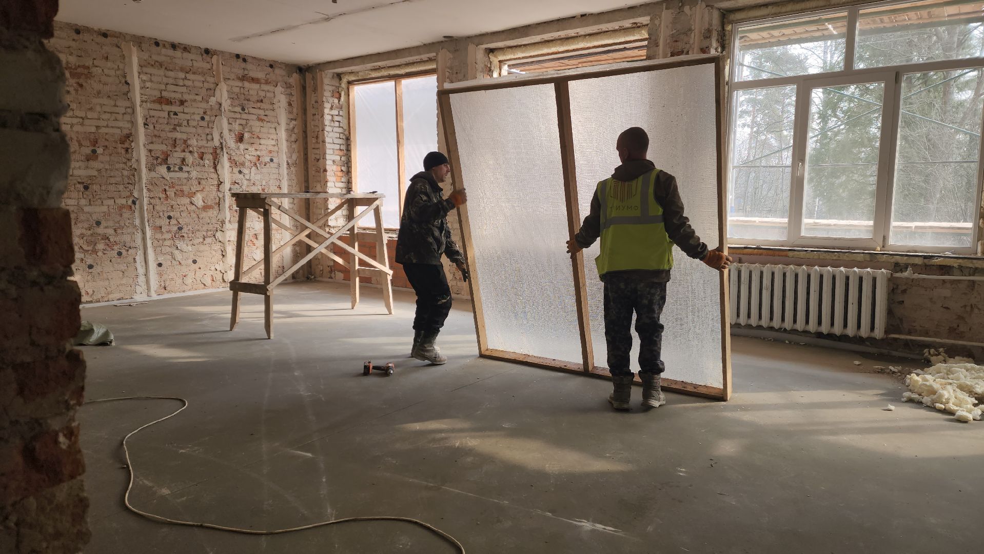 красноармейск, городской округ пушкинский, капремонт школы, строительные леса, ремонт фасада,