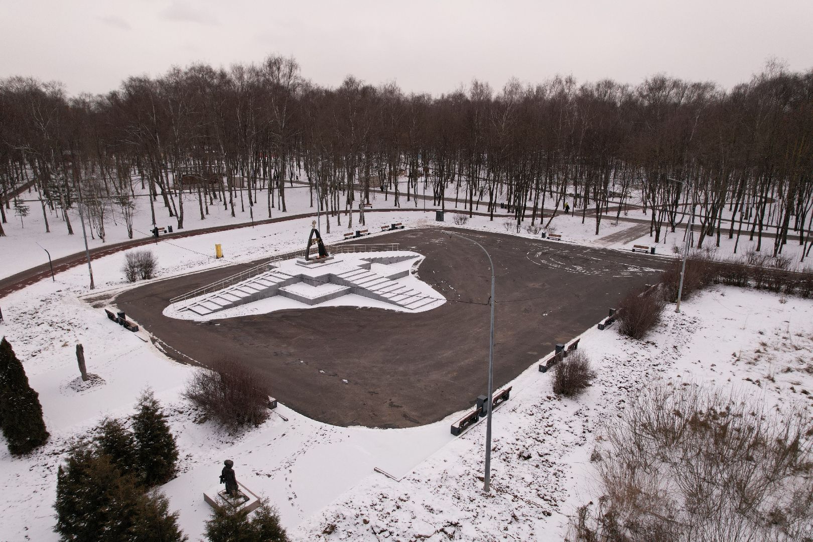 видео с коптера, парк лобни, мемориал звонница,