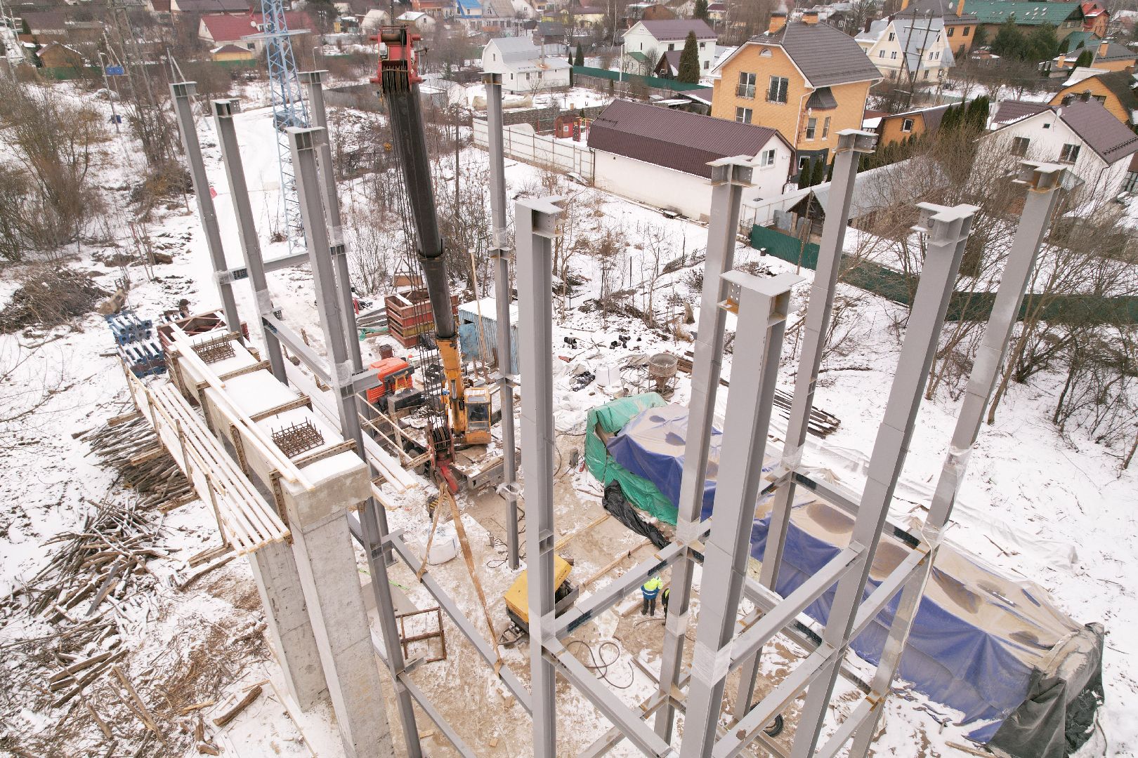 видео с коптера, лобня, пешеходные переходы, строительство перехода,