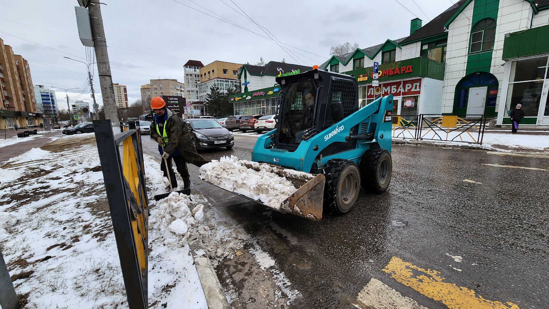 солнечногорск, уборка снега, улица дзержинского, снегопад,