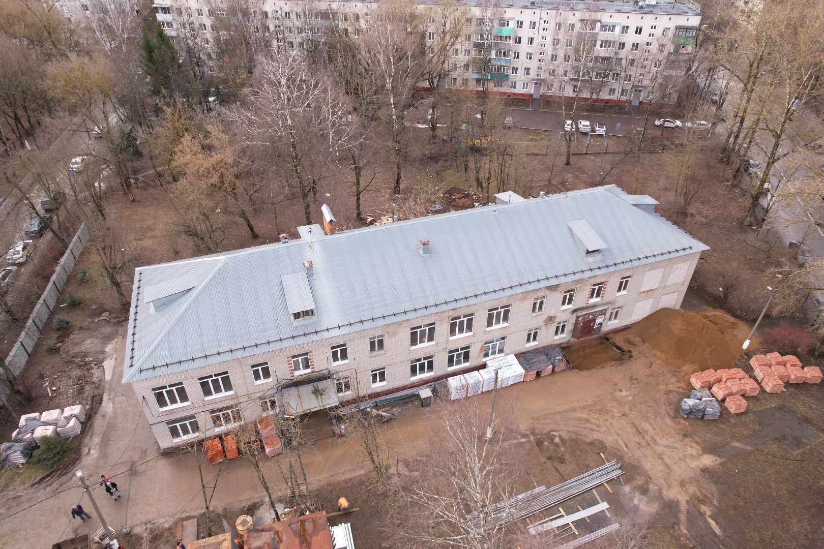 видео с коптера, химки, ремонт гимназии 23,