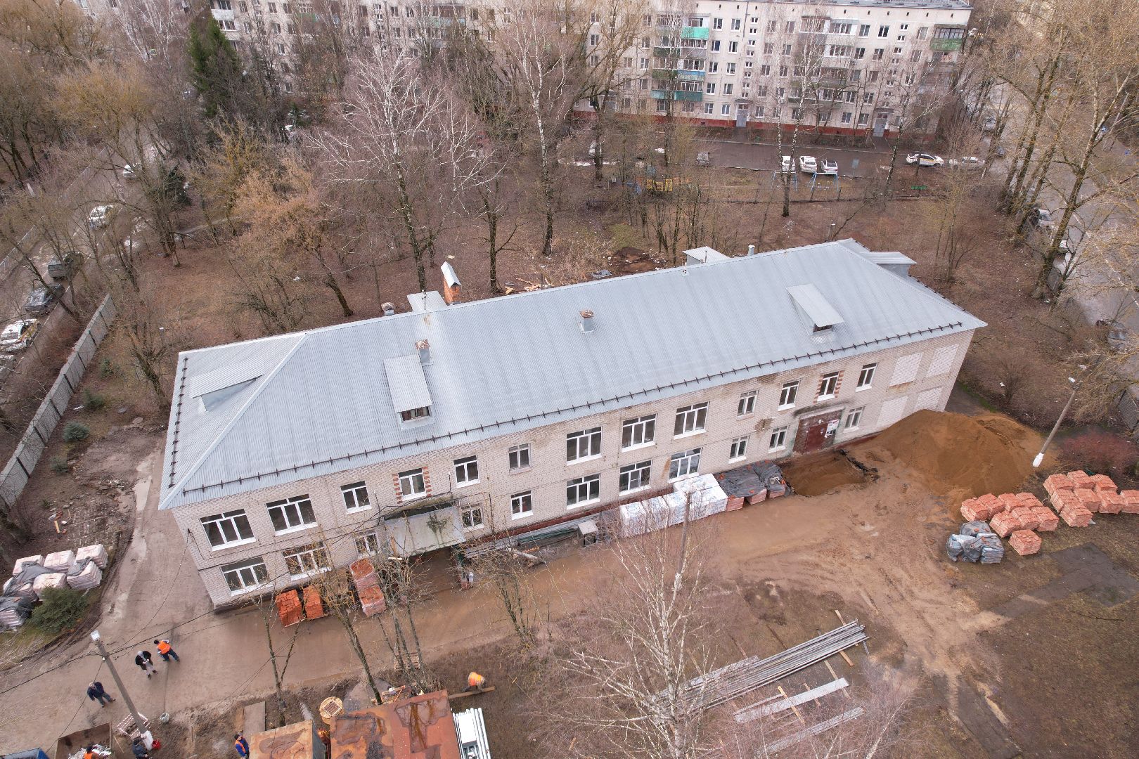 видео с коптера, химки, ремонт гимназии 23,