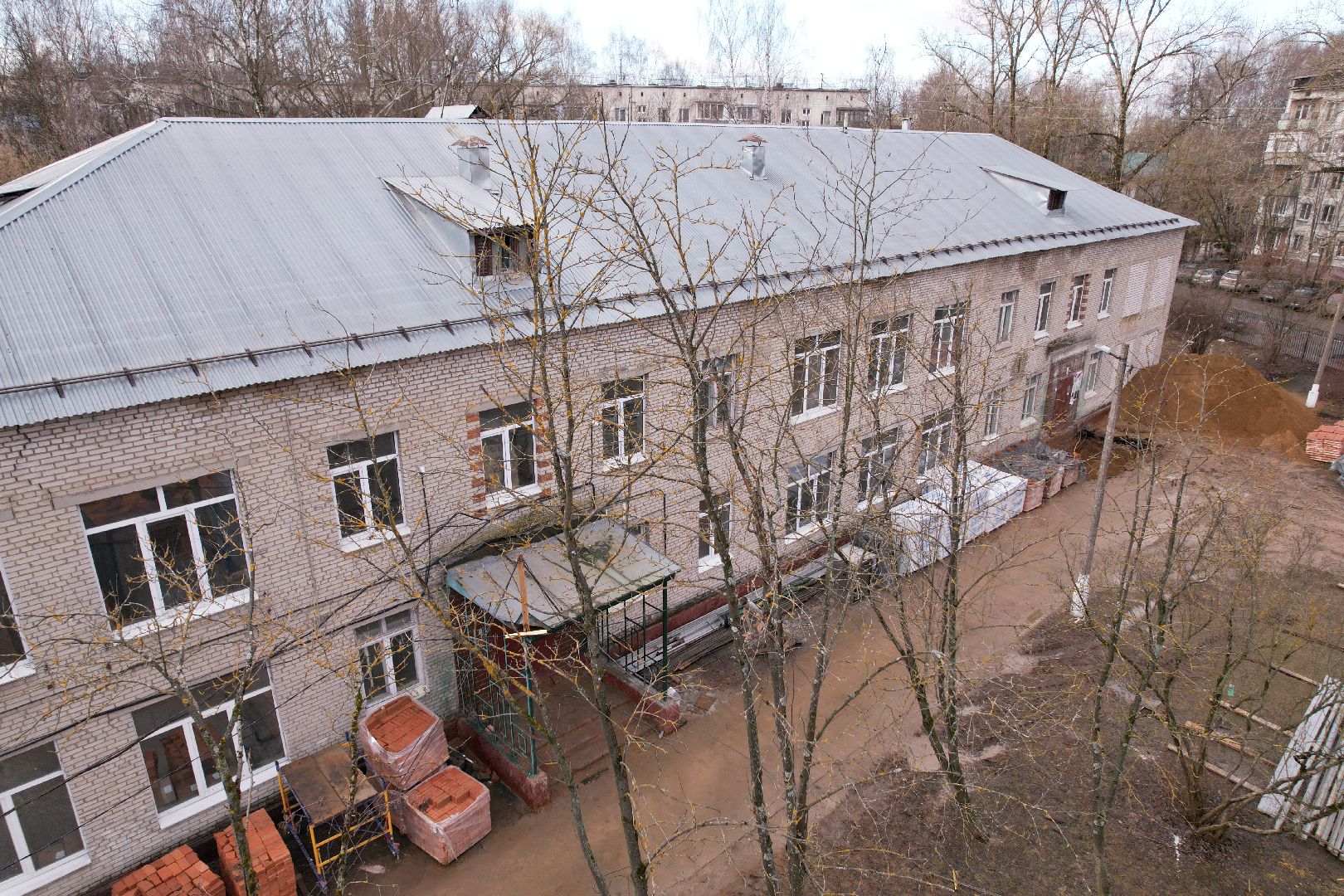 видео с коптера, химки, ремонт гимназии 23,