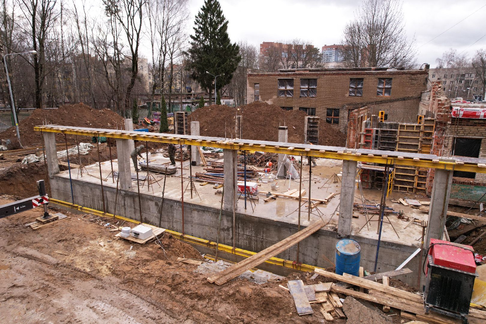 видео с коптера, химки, капремонт детского сада, лицей 7 детский сад,