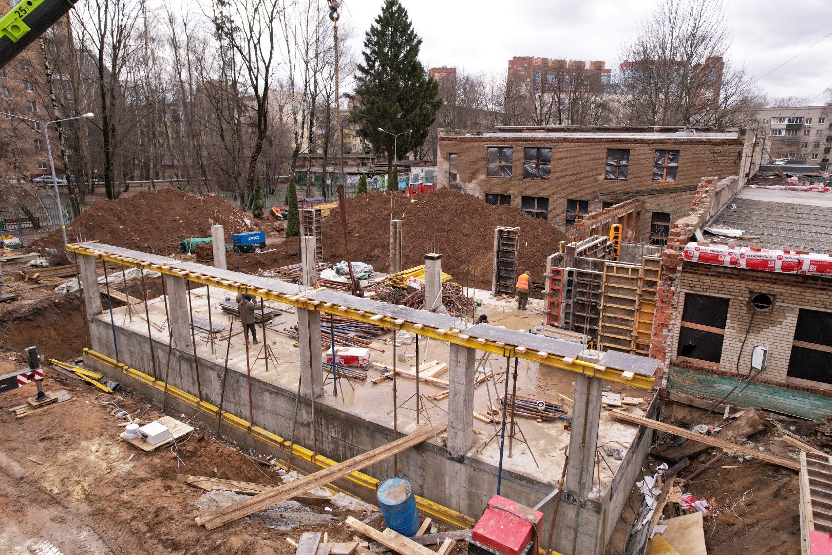 видео с коптера, химки, капремонт детского сада, лицей 7 детский сад,
