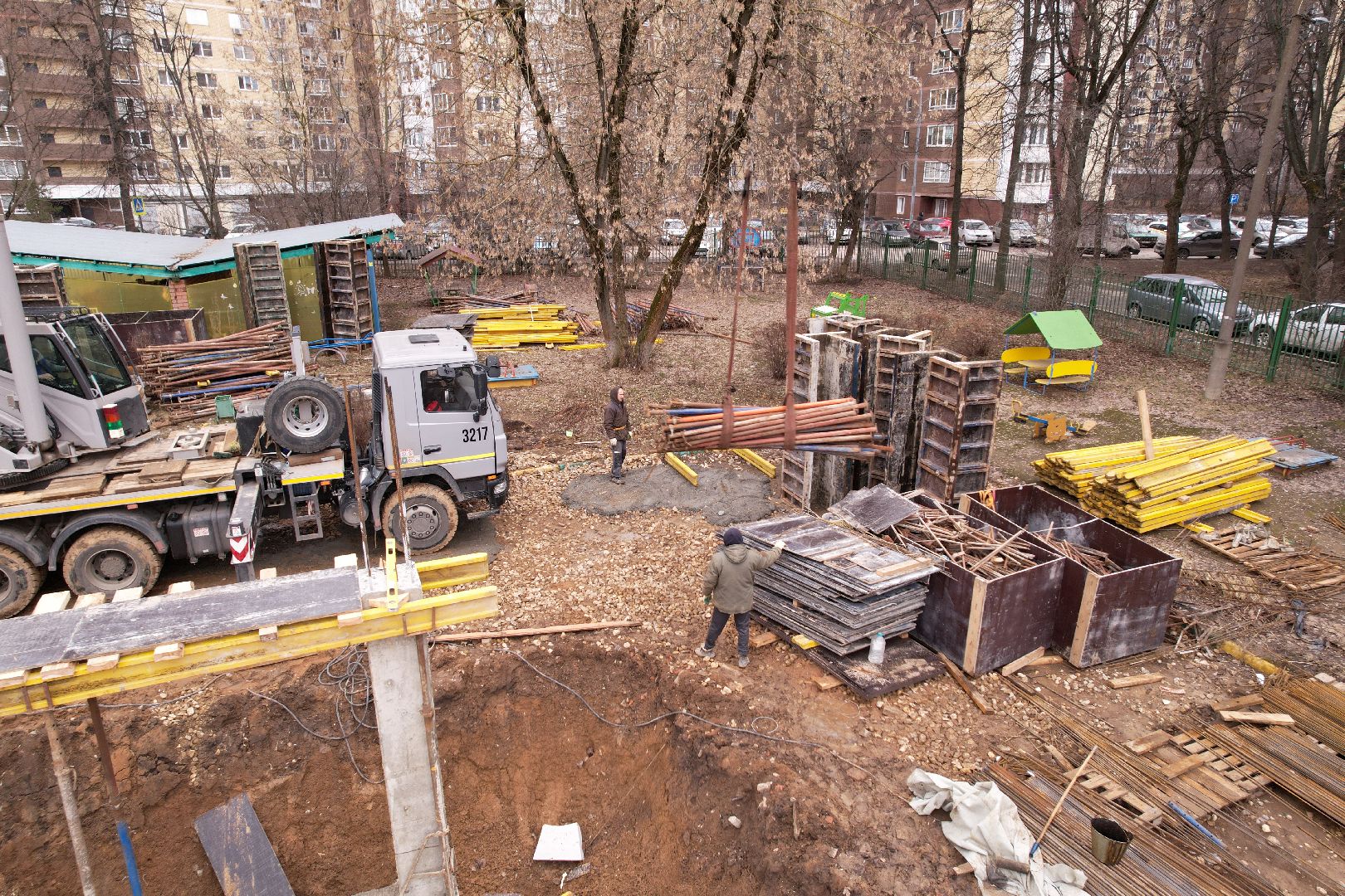 видео с коптера, химки, капремонт детского сада, лицей 7 детский сад,