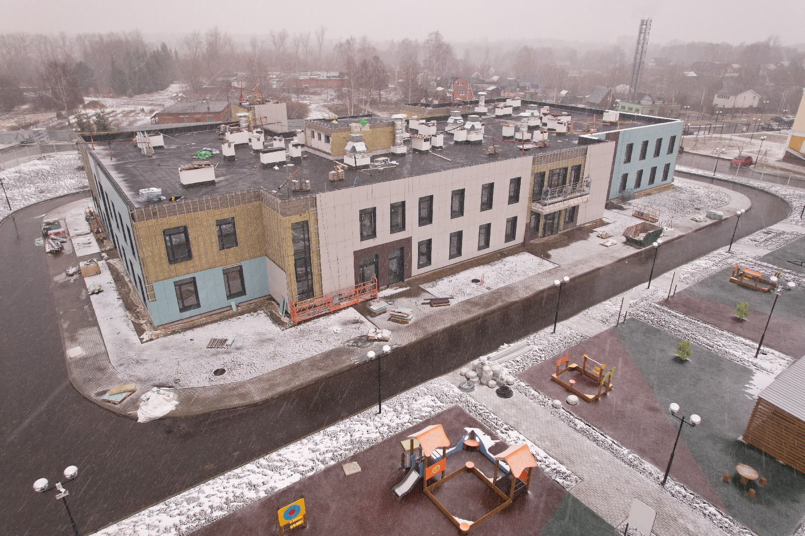 видео с коптера, коломна, детский сад в подлипки-город,