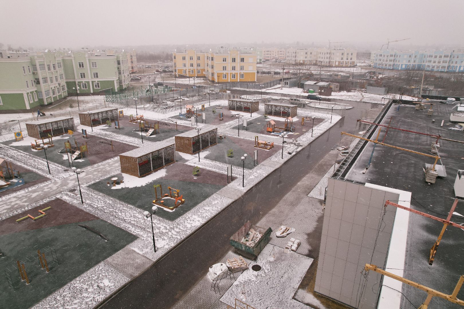 видео с коптера, коломна, детский сад в подлипки-город,