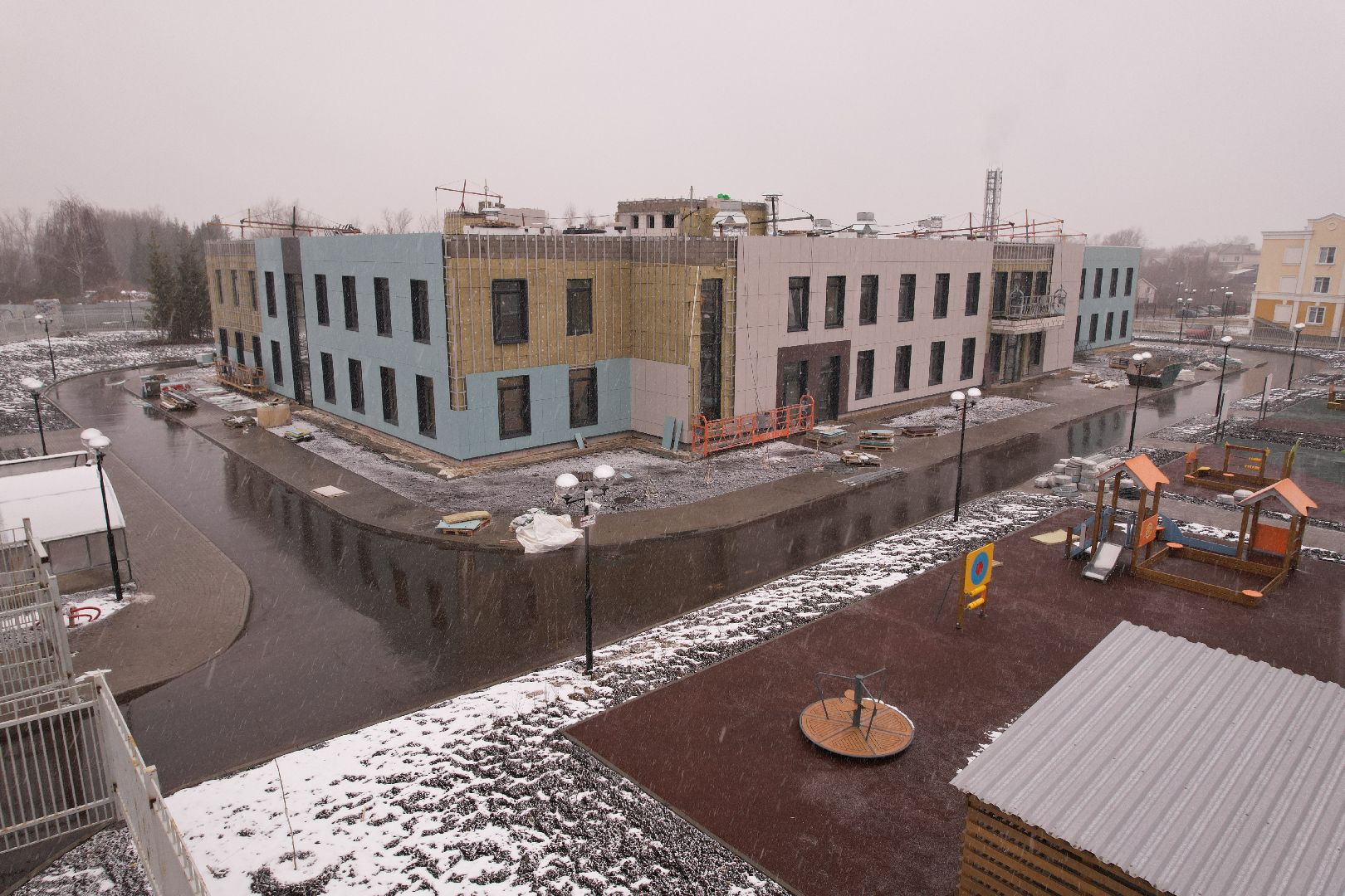 видео с коптера, коломна, детский сад в подлипки-город,