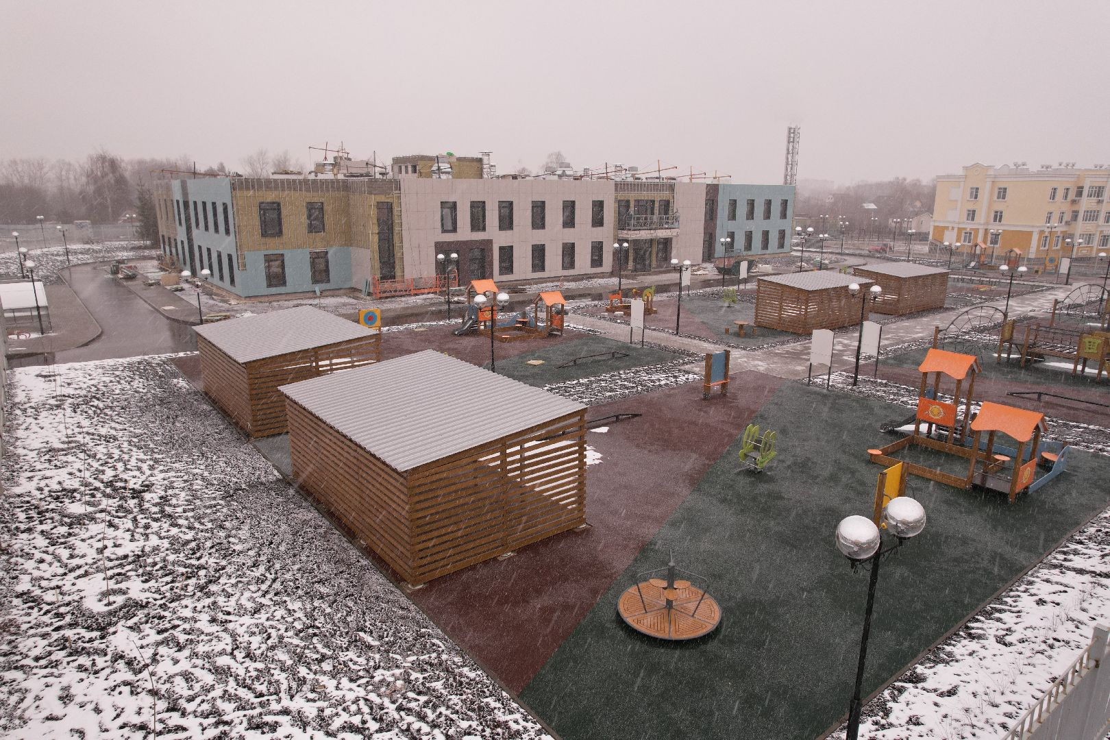 видео с коптера, коломна, детский сад в подлипки-город,